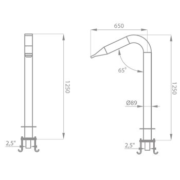 plan canon à eau en inox pour piscine avec tête plate