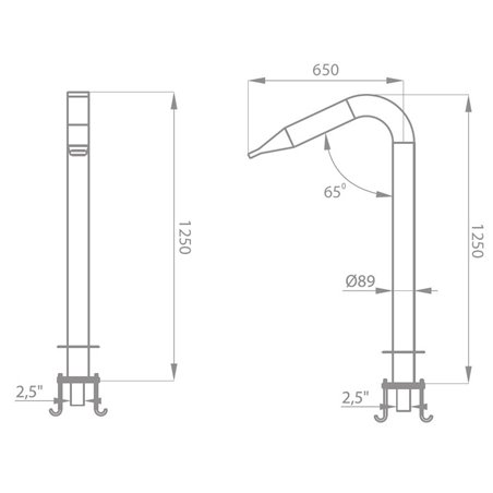 plan canon à eau en inox pour piscine avec tête plate