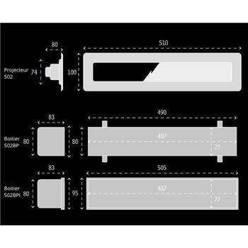 BOÎTIER D'ENCASTREMENT POUR PROJECTEUR LED LINEAIRE 502