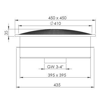 plan bonde de fond carré inox pour béton/carrelage