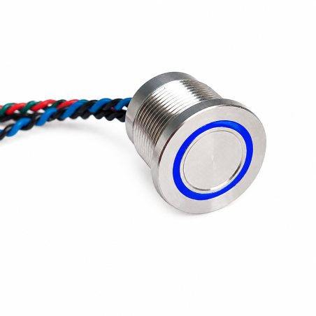 bouton piezo inox led bleu